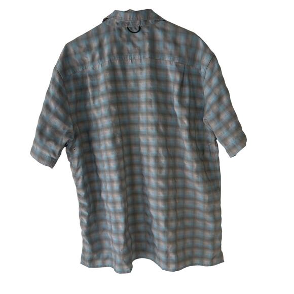 Eddie Bauer Size Large Blue Plaid Short Sleeve Outdoor Button Up - Picture 4 of 7